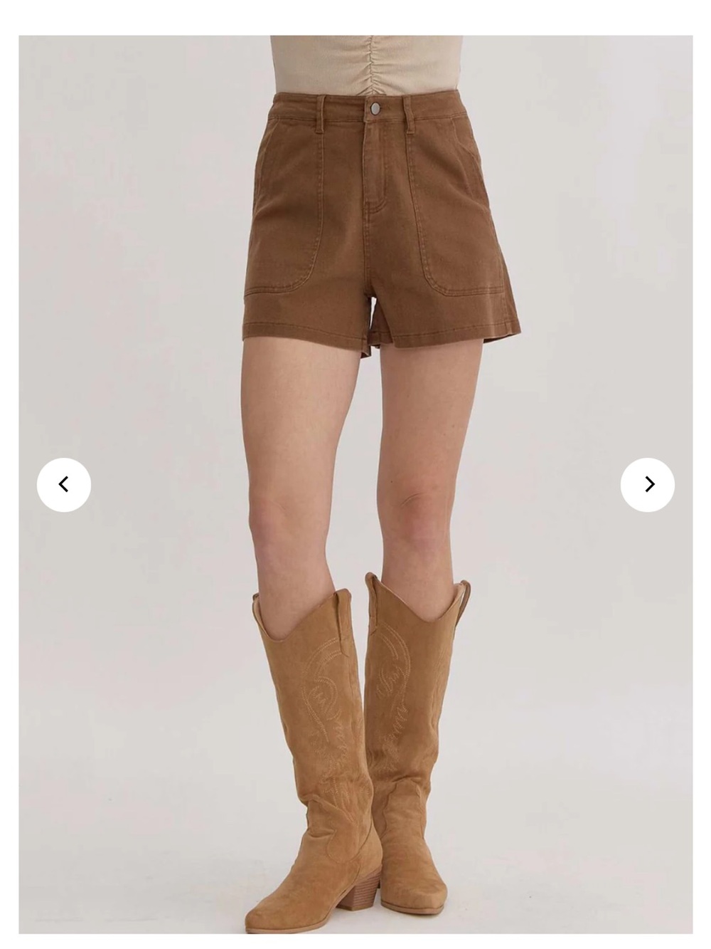 entro High-Waist Brown Utility Shorts